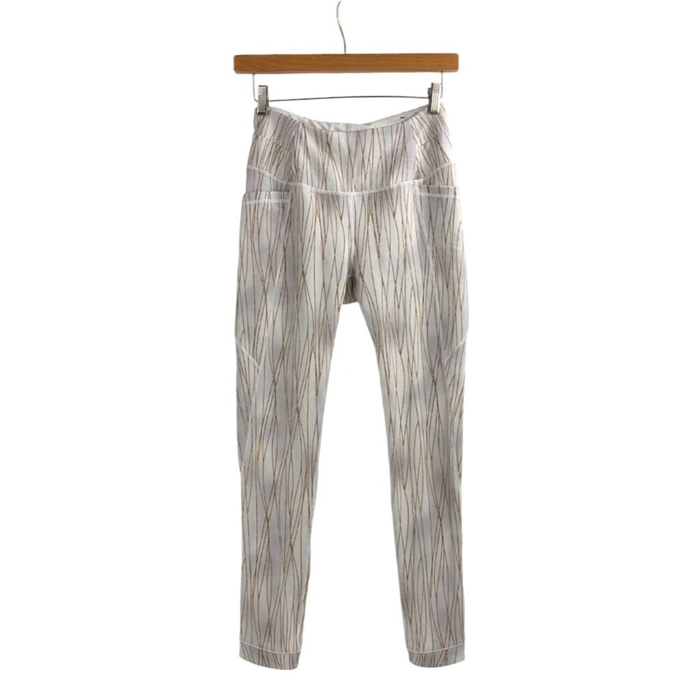 CaliA Womens Entwined Smooth Silver High Rise Warm Collection Leggings Small